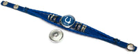 NFL Logo Horseshoe Game Face Blue Indianapolis Colts Bracelet Blue Leather Football Fan W/2 18MM - 20MM Snap Charms