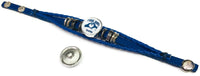NFL Blue Smoke Horseshoe And Girl Loves Indianapolis Colts Bracelet Blue Leather Football Fan W/2 18MM - 20MM Snap Charms