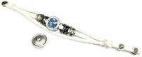 NFL Game Face Blue Smokey Horseshoe Indianapolis Colts Bracelet White Leather Football Fan W/2 18MM - 20MM Snap Charms