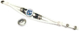 NFL Game Face Blue Smokey Horseshoe Indianapolis Colts Bracelet White Leather Football Fan W/2 18MM - 20MM Snap Charms