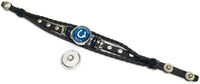 NFL Awesome Blue Horseshoe & Girl Loves Her Indianapolis Colts Bracelet Brown Leather Football Fan W/2 18MM - 20MM Snap Charms