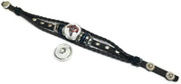NFL Pittsburgh Steelers Bracelet Game Face & Helmet NFL Football Fan Brown Leather  W/2 18MM - 20MM Snap Charms