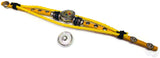 NFL Pittsburgh Steelers Bracelet Smokey & Cool Black Logo NFL Football Fan Yellow Leather  W/2 18MM - 20MM Snap Charms