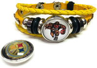 NFL Pittsburgh Steelers Player Logo Yellow Leather Bracelet W/2 Snap Jewelry Charms New Item