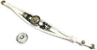 NFL Pittsburgh Steelers Bracelet Snap Logo &  Cool Smokey Logo Football Fan White Leather  W/2 18MM - 20MM Snap Charms