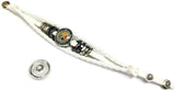 NFL Pittsburgh Steelers Bracelet Snap Logo &  Cool Smokey Logo Football Fan White Leather  W/2 18MM - 20MM Snap Charms