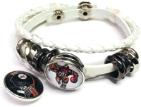 NFL Pittsburgh Steelers Bracelet Game Face &  Helmet Logo Football Fan White Leather  W/2 18MM - 20MM Snap Charms