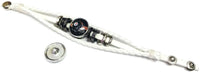 NFL Pittsburgh Steelers Bracelet Game Face &  Helmet Logo Football Fan White Leather  W/2 18MM - 20MM Snap Charms