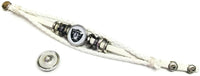 NFL Oakland Raiders White Leather Bracelet W/2 Shield Circle Logo Snap Jewelry Charms New Item
