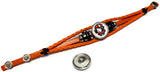 NFL Cleveland Browns Orange Leather Bracelet W/2 Football Logo Dawg Pound Snap Jewelry Charms New Item