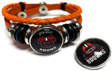 NFL Cleveland Browns Orange Leather Bracelet W/2 Football Logo Helmet Snap Jewelry Charms New Item