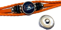 NFL I Love Chicago Bears Orange Leather Bracelet W/2 Football Logo Snap Jewelry Charms New Item