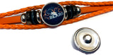 NFL I Love Chicago Bears Orange Leather Bracelet W/2 Football Logo Snap Jewelry Charms New Item