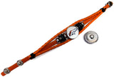 NFL Denver Broncos Orange Leather Bracelet W/2 Football Stripe Logo Snap Jewelry Charms New Item