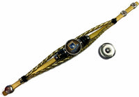 MLB Kansas City Royals Gold Leather Bracelet W/2 Logo Snap Jewelry Charms New Item