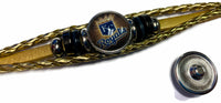 MLB Kansas City Royals Gold Leather Bracelet W/2 Logo Snap Jewelry Charms New Item