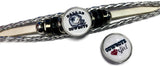 NFL Dallas Cowboys Girl Silver Leather Bracelet W/2 Logo Snap Jewelry Charms New Item