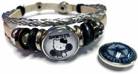 NFL Dallas Cowboys Hello Kitty Silver Leather Bracelet W/2 Logo Snap Jewelry Charms New Item