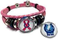 Breast Cancer Awareness NFL Indianapolis Colts Pink Leather Bracelet W/2 Snap Jewelry Charms New Item