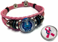 Breast Cancer Awareness NFL Indianapolis Colts Pink Leather Bracelet W/2 Snap Jewelry Charms New Item