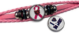 Breast Cancer Awareness NFL Chicago Bears Pink Leather Bracelet W/2 Snap Jewelry Charms New Item