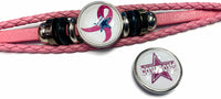 Breast Cancer Awareness NFL Dallas Cowboys Pink Leather Bracelet W/2 Snap Jewelry Charms New Item