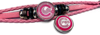 Breast Cancer Awareness MLB Chicago Cubs Pink Leather Bracelet W/2 Snap Jewelry Charms New Item