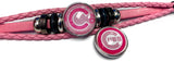 Breast Cancer Awareness MLB Chicago Cubs Pink Leather Bracelet W/2 Snap Jewelry Charms New Item