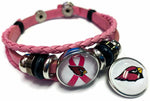 Breast Cancer Awareness NFL Arizona Cardinals Pink Leather Bracelet W/2 Snap Jewelry Charms New Item