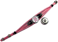 Breast Cancer Awareness Ribbon Hope Pink Leather Bracelet W/2 Snap Jewelry Charms New Item