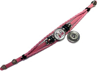 Breast Cancer Awareness Ribbon Christmas Cure Pink Leather Bracelet W/2 Snap Jewelry Charms New Item