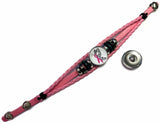 Breast Cancer Awareness Wrong Girl & Butterfly Pink Leather Bracelet W/2 Snap Jewelry Charms New Item