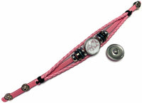 Think Pink Breast Cancer Awareness Snaps On Pink Leather Bracelet W/2 Snap Jewelry Charms New Item