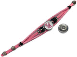 Butterfly & Snoopy Breast Cancer Awareness Snaps On Pink Leather Bracelet W/2 Snap Jewelry Charms New Item