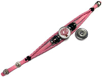 Tree Of Life Breast Cancer Awareness Snaps On Pink Leather Bracelet W/2 Snap Jewelry Charms New Item