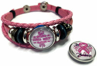 Breast Cancer Sucks Awareness Snaps On Pink Leather Bracelet W/2 Snap Jewelry Charms New Item