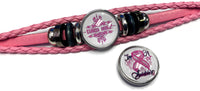 Breast Cancer Sucks Awareness Snaps On Pink Leather Bracelet W/2 Snap Jewelry Charms New Item