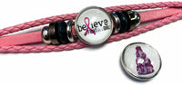 Breast Cancer Awareness Christmas Tree Believe Fight Pink Leather Bracelet W/2 Snap Jewelry Charms New Item