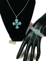 Blue Brilliance Fashion Snap Jewelry Necklace Bracelet Set Plus 4 Charms Beautiful & Classy