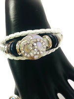 Elephants and Diamonds Fashion Snap Jewelry Leather Bracelet Set With 2 Charms Modern And Classy