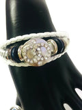 Elephants and Diamonds Fashion Snap Jewelry Leather Bracelet Set With 2 Charms Modern And Classy