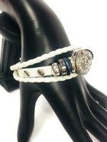 Elephants and Diamonds Fashion Snap Jewelry Leather Bracelet Set With 2 Charms Modern And Classy