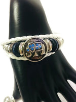 Elephants and Diamonds Fashion Snap Jewelry Leather Bracelet Set With 2 Charms Modern And Classy