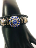 Angelina Fashion Snap Jewelry Leather Bracelet Set With 2 Charms Modern And Classy