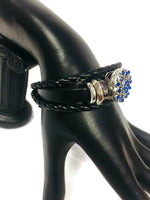 Angelina Fashion Snap Jewelry Leather Bracelet Set With 2 Charms Modern And Classy