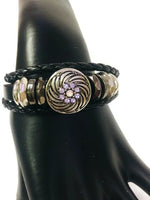 Angelina Fashion Snap Jewelry Leather Bracelet Set With 2 Charms Modern And Classy