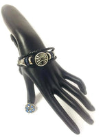 Black Widow Spider Fashion Snap Jewelry Leather Bracelet Set With 2 Charms Modern And Classy