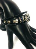 Black Widow Spider Fashion Snap Jewelry Leather Bracelet Set With 2 Charms Modern And Classy
