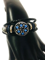 Black Widow Spider Fashion Snap Jewelry Leather Bracelet Set With 2 Charms Modern And Classy