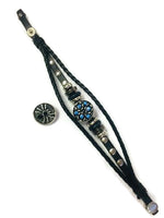 Black Widow Spider Fashion Snap Jewelry Leather Bracelet Set With 2 Charms Modern And Classy